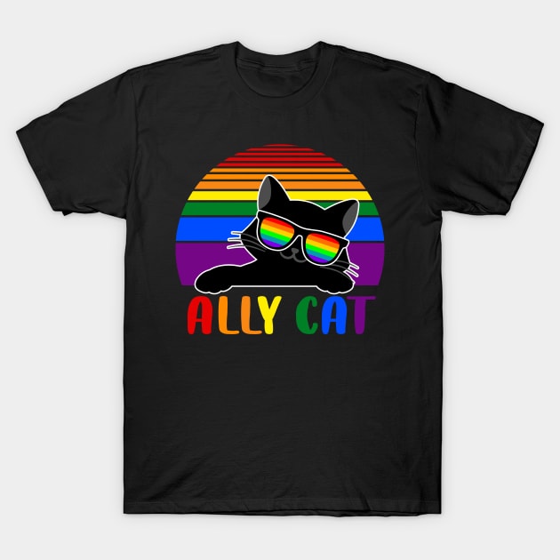 LGBT Ally Cat Be Kind Gay Rainbow Funny LGBTQ Flag Gay Pride T-Shirt by marisamegan8av